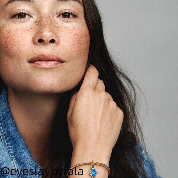 Pandora Opalescent Blue Hamsa Hand Dangle Charm - Picture 3 of 5